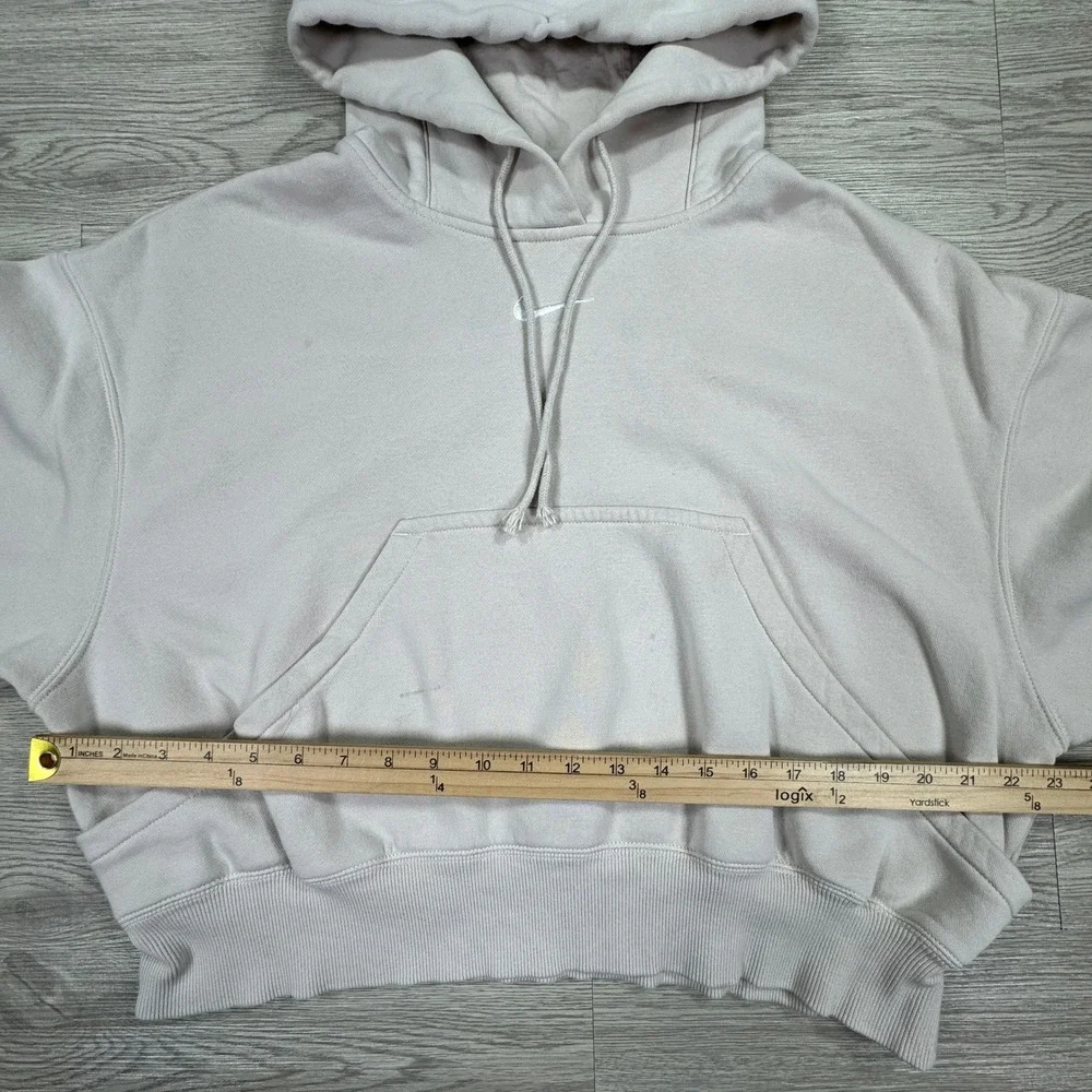 Nike Women's Hoodie Phoenix Fleece Oversized Cropped Tan Pink XXS Sportwear Y2K